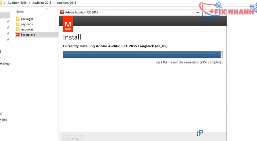 Đợi Install Adobe Audition 2015.