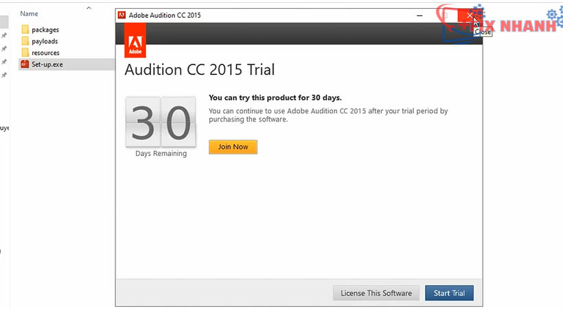 Ok. Đã cài đặt xong Adobe Audition 2015 và có 30 days dùng thử.