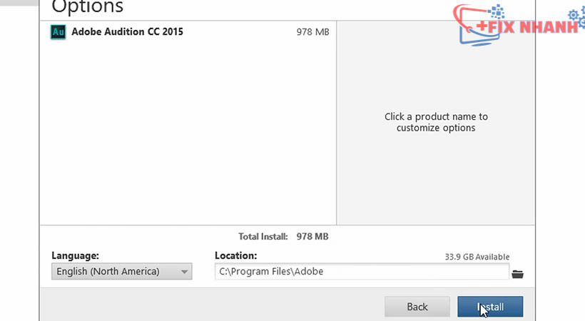 Chọn Install Adobe Audition 2015