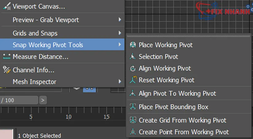 Align Working pivot của phần mềm 3ds max 2023