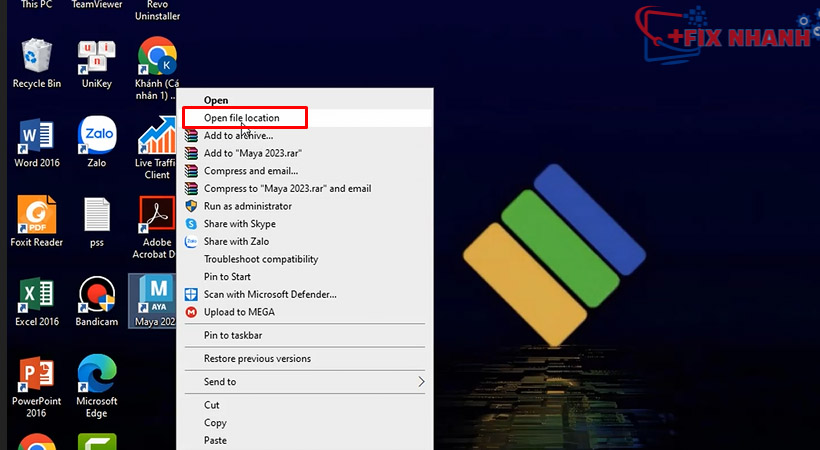 Mở vị trí file cài đặt phần mềm Maya 2023.