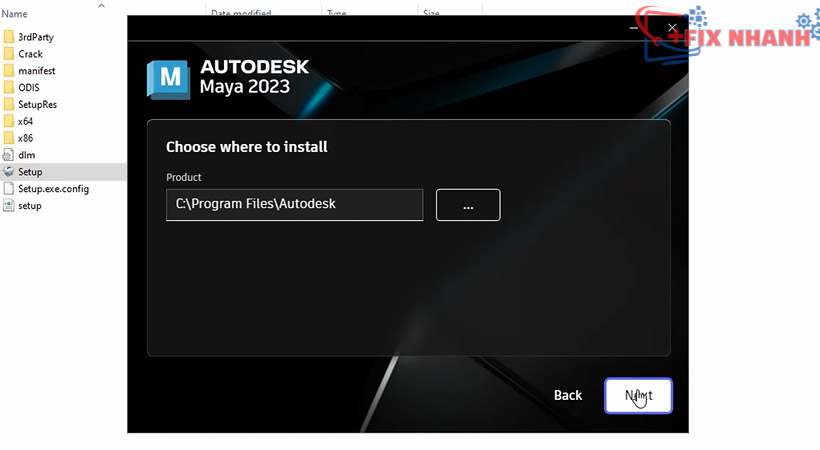 Tiếp tục chọn Next để cài đặt Maya 2023.
