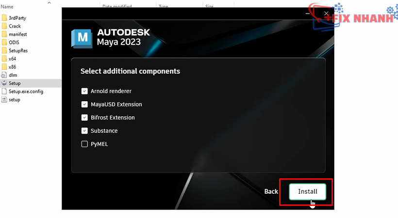 Tiến hành chọn Install Autodesk Maya 2023.