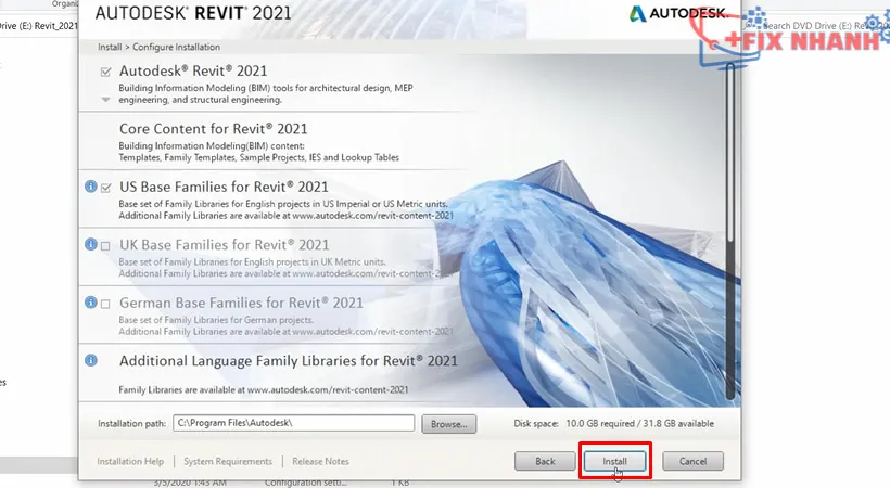 Cài đặt Autodesk Revit 2021.