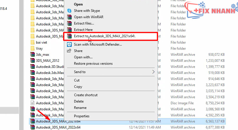 Giải nén file cài đặt 3ds max 2021 ra.