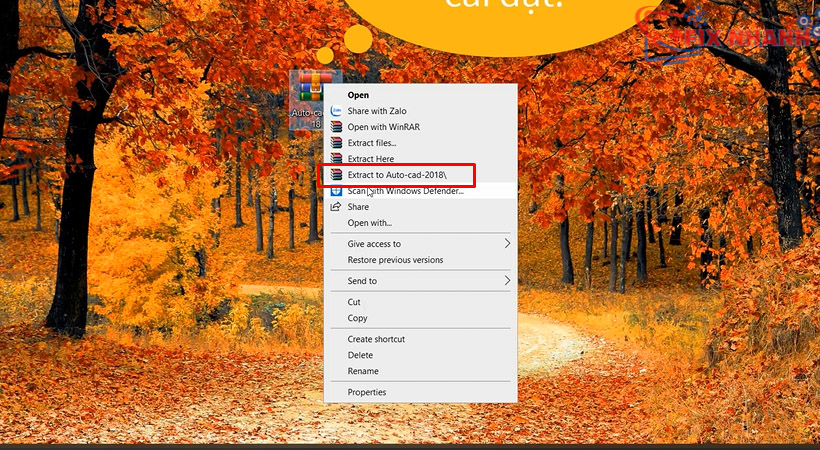 Giải nén file cài đặt Autocad 2018.