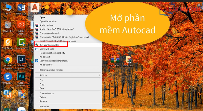 Khởi chạy phần mềm Autocad 2018