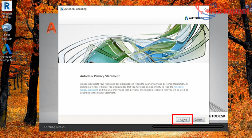 Tiến hành chọn I Agree để tiếp tục cài Autocad 2018.