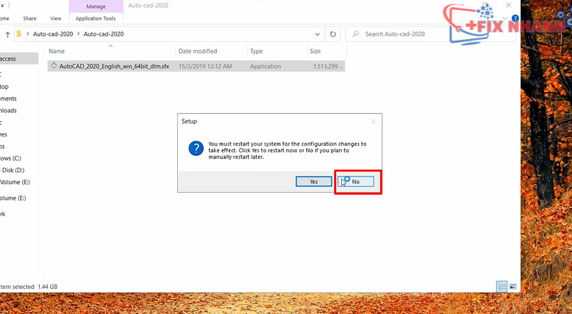 Hiện cái này thì chọn No. Hướng dẫn cài đặt Autoacd 2020 chi tiết