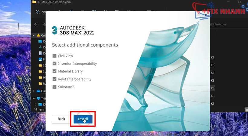 Chọn Install Autodesk 3ds max 2022.