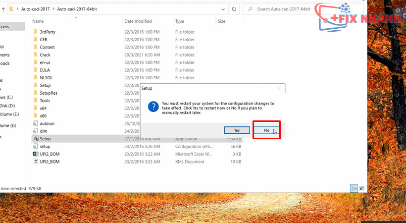Hiện cái này thì chọn No. Hướng dẫn cài đặt Autoacd 2017 chi tiết