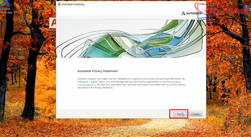 Chọn I Agree để tiếp tục kích hoạt Autodesk Autocad 2017.