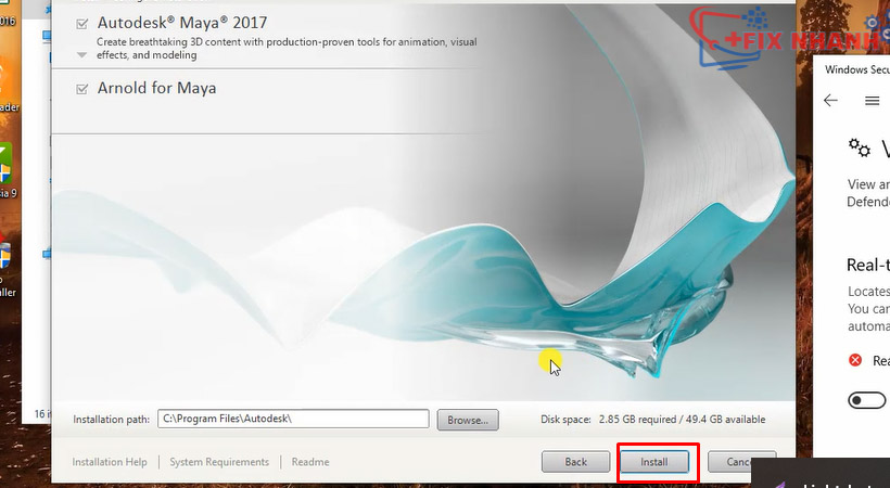 Tiến hành chọn Install Maya 2017.