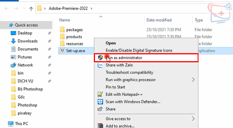 Khởi chạy file Set Up để cài Adobe Premiere Pro 2022.