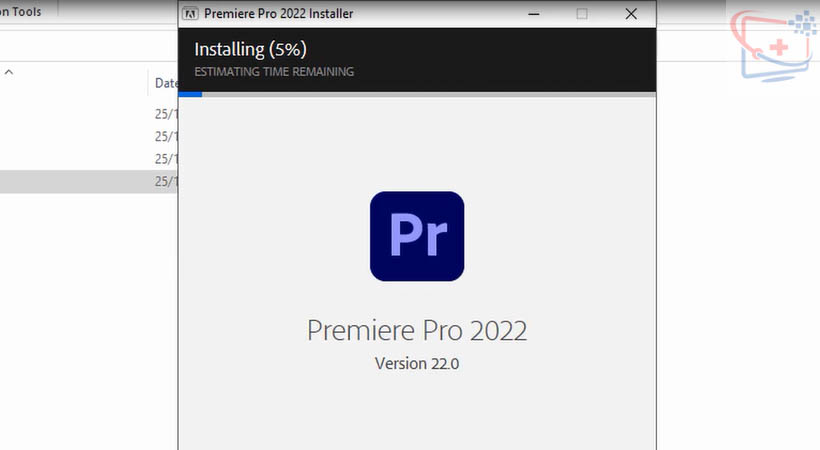 Đợi phần mềm Adobe Premiere 2022 được cài đặt.