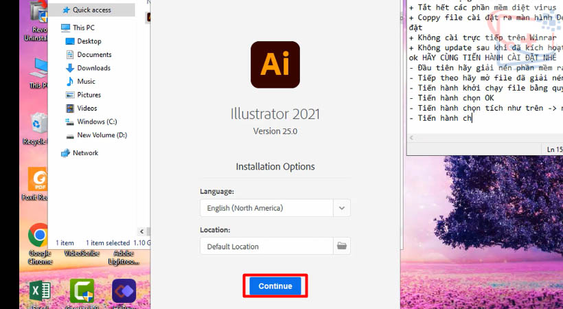 Chọn Continue.