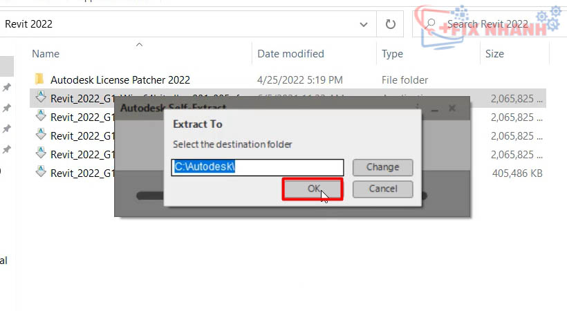 Tiến hành chọn OK để Install Autodesk Revit 2022.