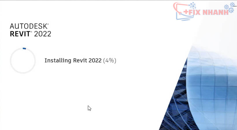 Đợi được cài đặt Revit 2022 install 100%.