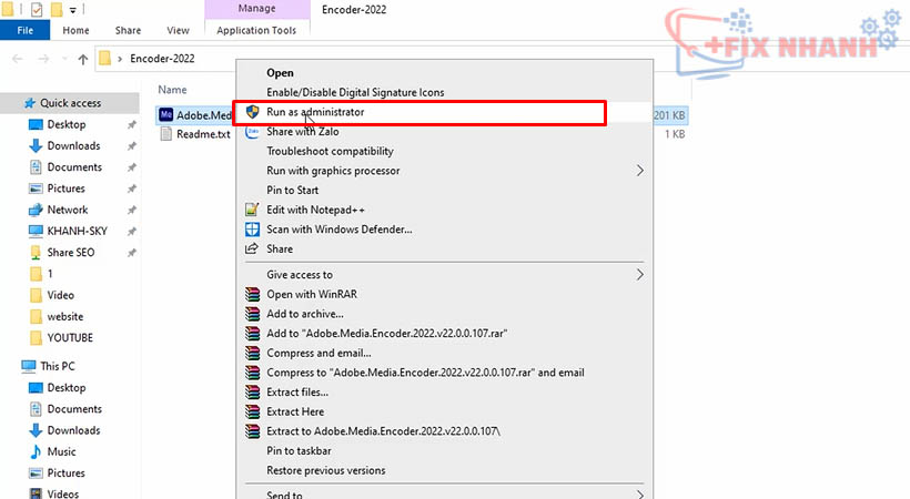 Khởi chạy file như hình để tải Media Encoder 2022.