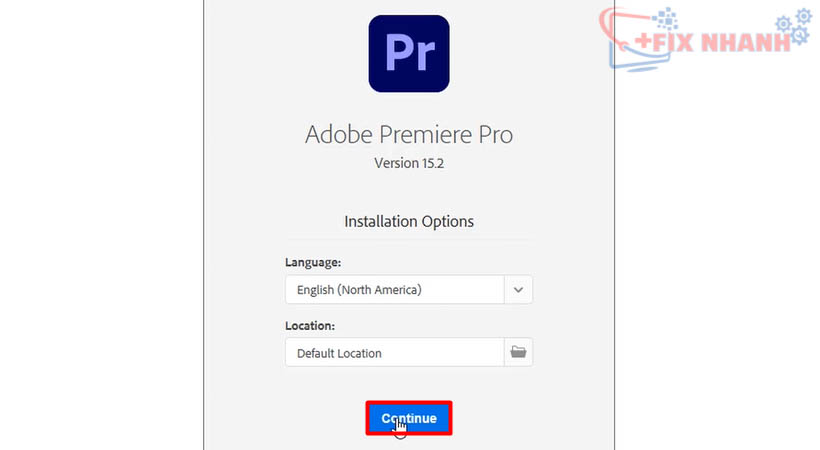 Tiến hành chọn Continue để tiếp tục tải Adobe Premiere 2023.