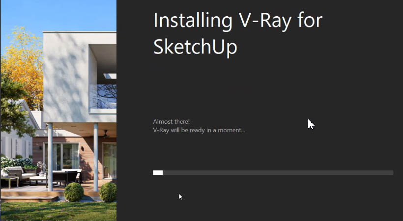 Đợi Installing Vray for Sketchup.