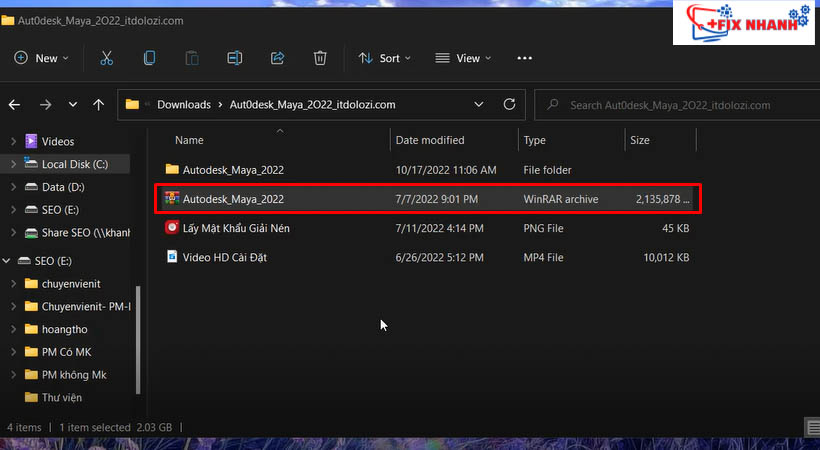 Giải nén file cài đặt Maya 2022 như hình.