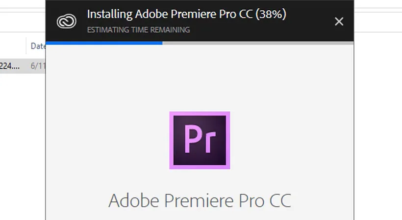 Tiếp tục đợi cài được 100%. Là Hoàn thành cài đặt Adobe Premiere 2018.