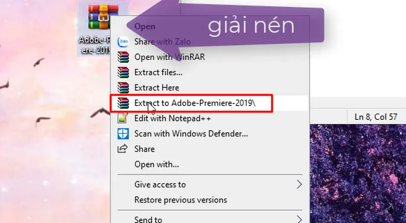 Giải nén file Adobe Premiere 2019 như hình.