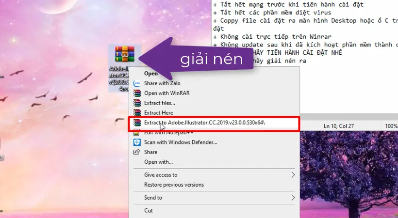 Giải nén file nén illustrator 2019 windows 10 như hình.