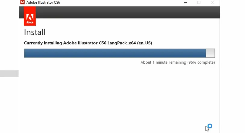 Đợi phần mềm Adobe Illustrator cs6 được cài đặt vào máy.