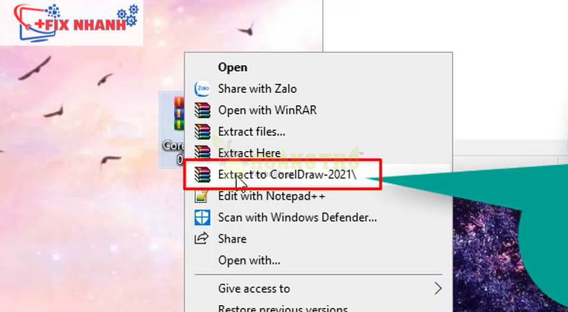 Giải nén file tải coreldraw 2021