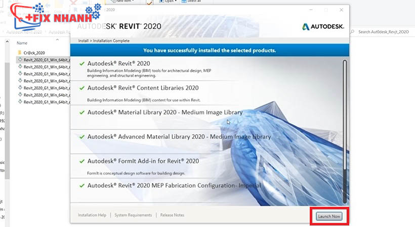 Nhấn chọn launch now tải Autodesk revit 2020