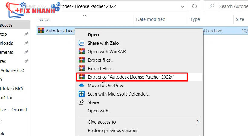 Giải nén file autodesk 2022 như hình