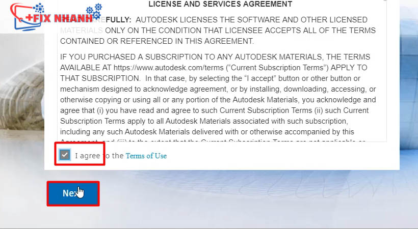 Chọn accept sau đó chọn next để tiếp tục cài đặt autodesk revit 2022