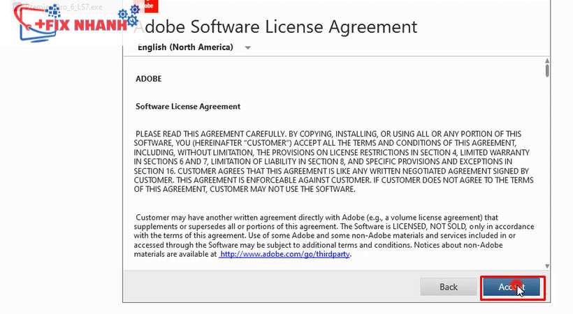 chọn accept để tiếp tục tải adobe premiere cs6