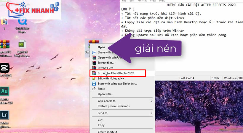 Giải nén file download after effects 2020