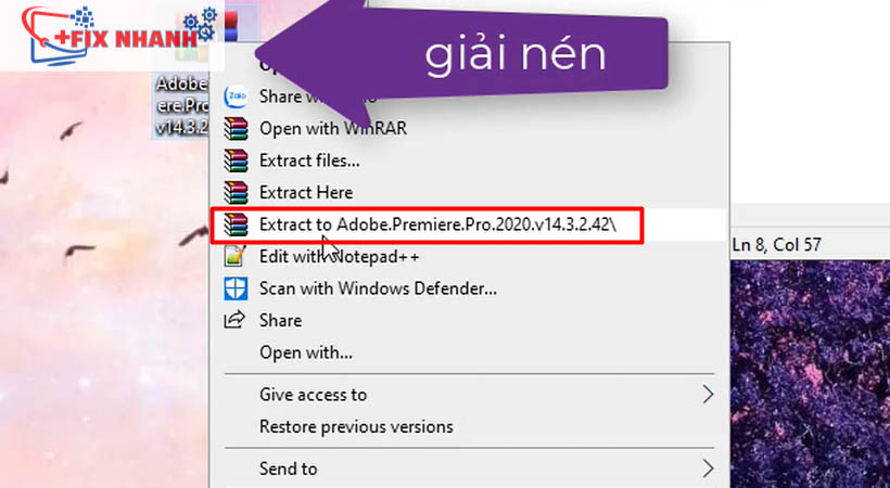 Giải nén file adobe premiere 2020