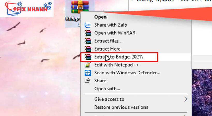 Giải nén file Bridge 2021