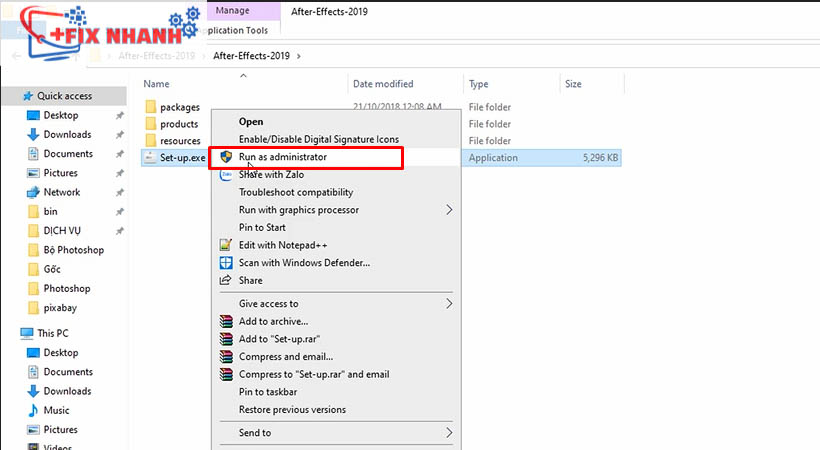 khởi chạy phần mềm setup để tiếp tục tải after effects 2019