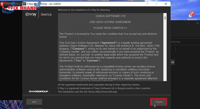 Nhấn chọn agree để tiếp tục tải vray 4 for sketchup 2017