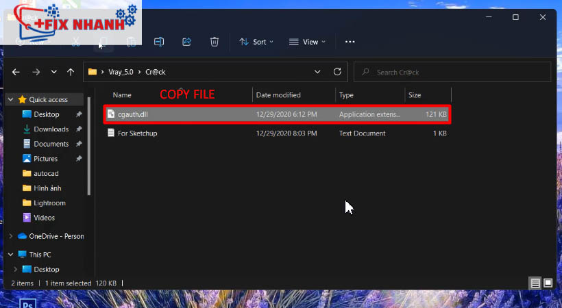 Copy file trên trong khung màu đỏ