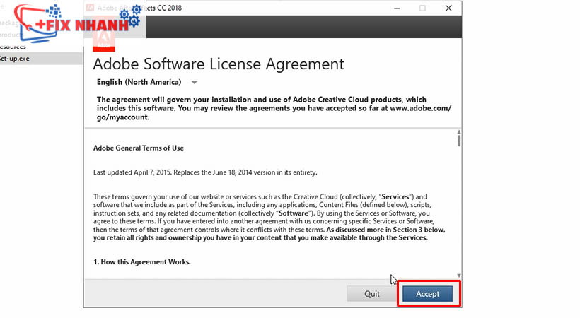 Chọn tiếp accept tải after effects 2018