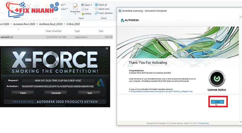 Chọn finish tải Autodesk revit 2020