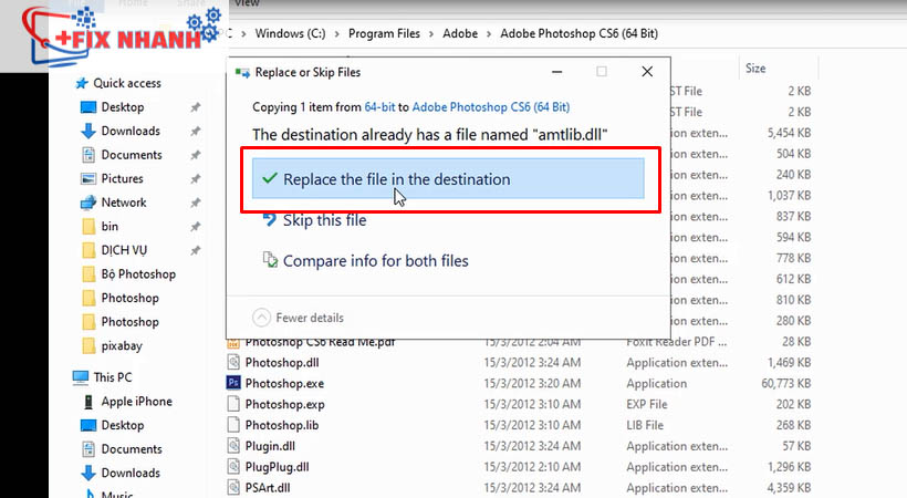 Nhấn chọn replace để tiếp tục kích hoạt photoshop cs6