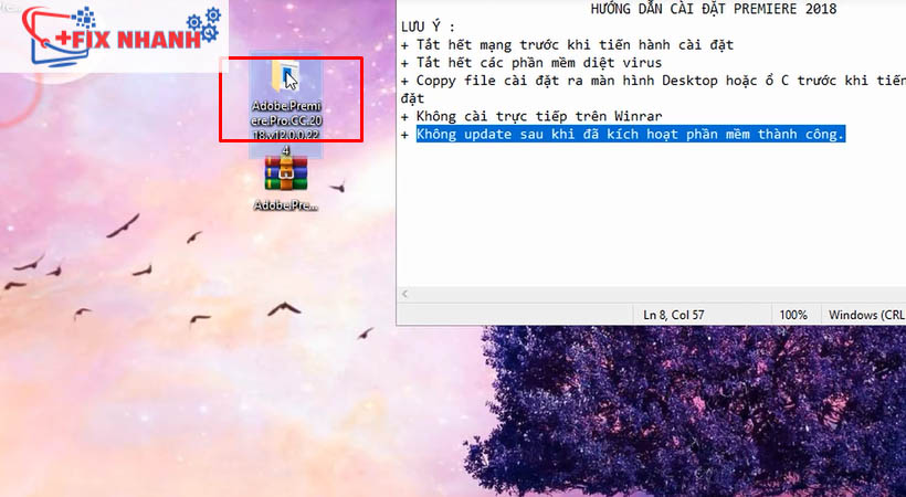 Chọn file premiere 2018 vừa giải nén được