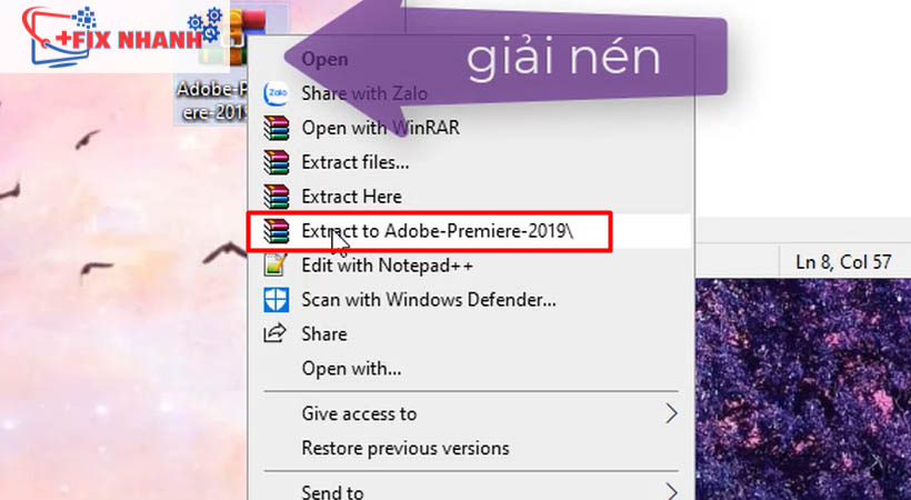 giải nén file trước khi cài đặt premiere 2019 extract to premie2019