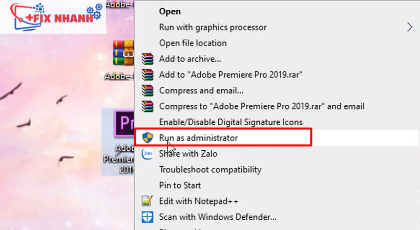 Chạy file cài đặt premiere 2019 vừa tải về