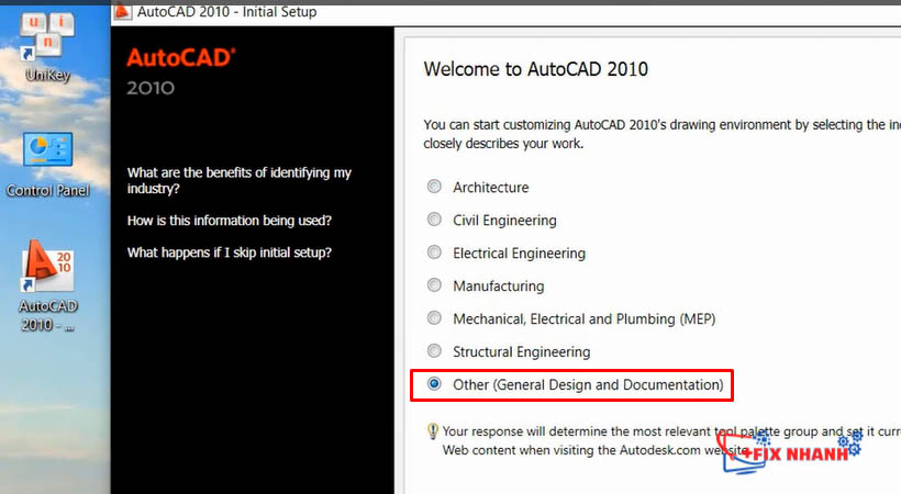 làm các bước như hình, mở phần mềm Autocad 2010