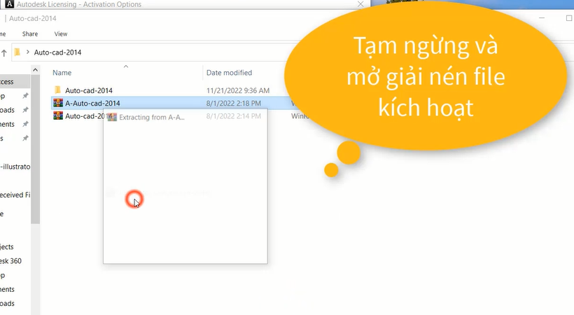 mở nén file đã kích hoạt AutoCAD 2014