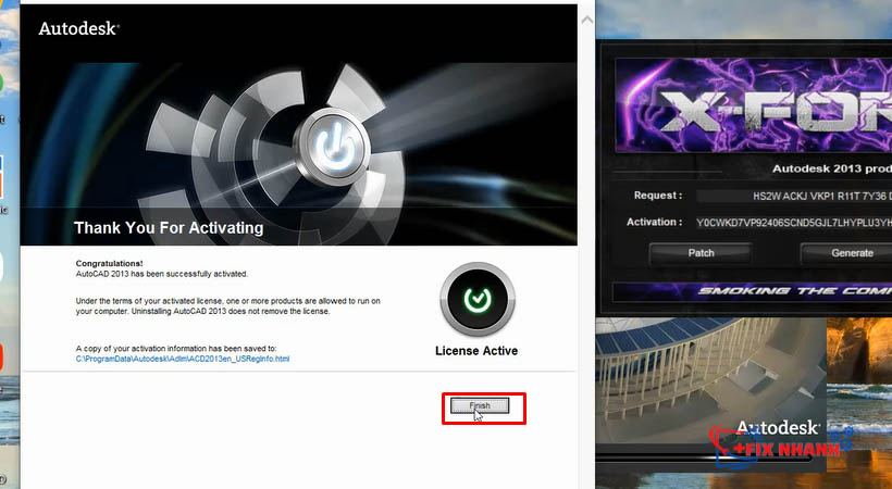 Hoàn tất việc Crack AutoCad 2013